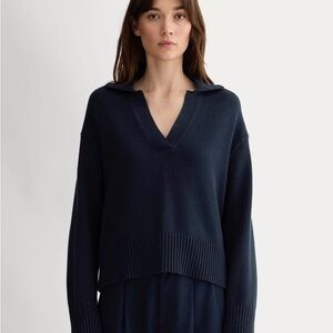 Everlane Navy Boxy Polo Sweater in Everyday Cotton